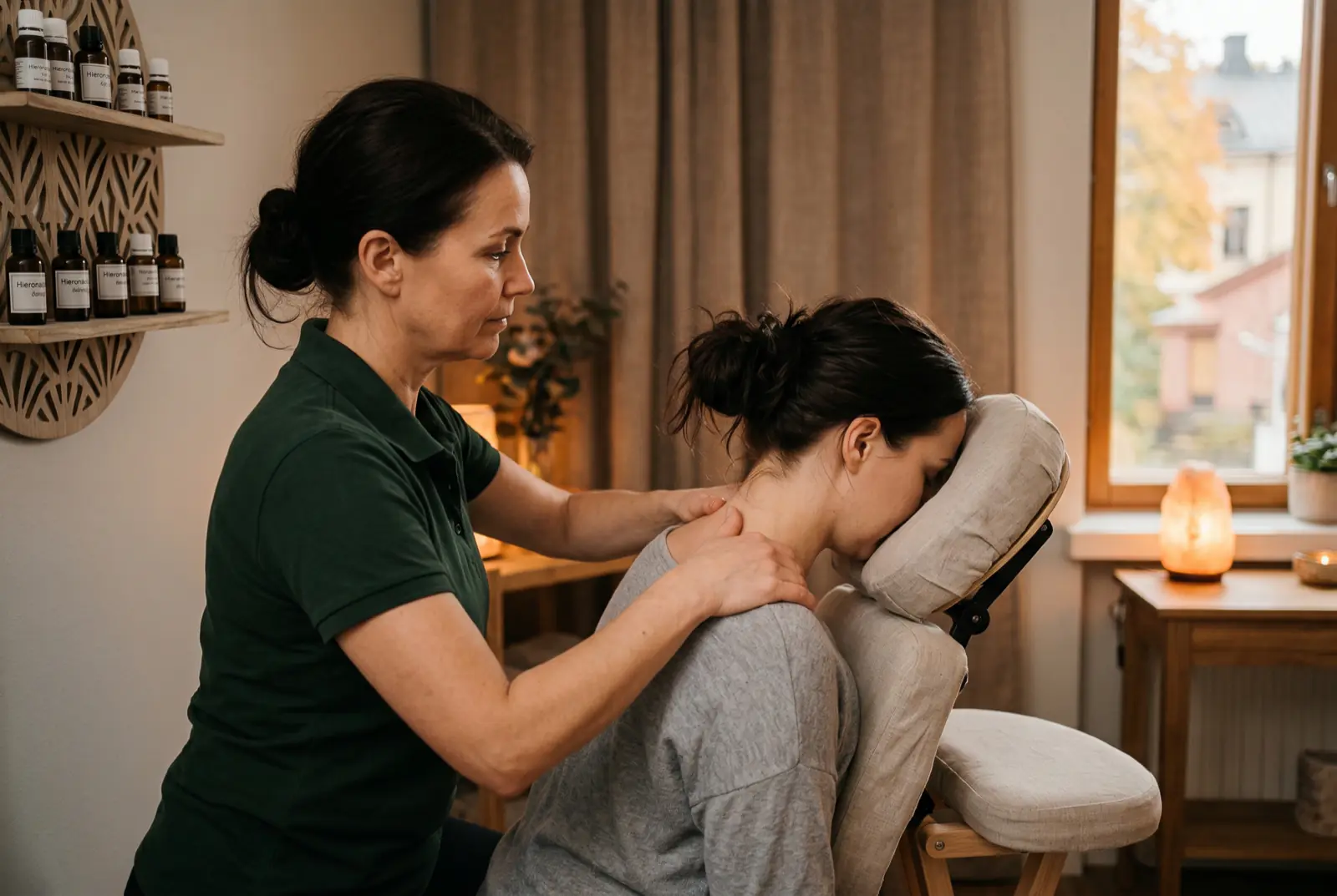 Intialainen päähieronta — pään, niskan ja hartioiden hieronta